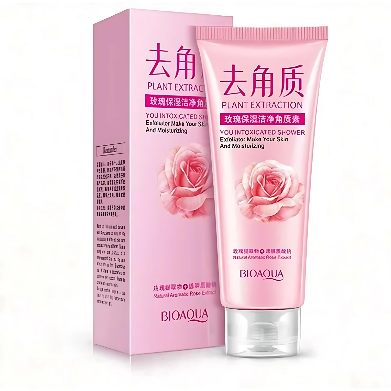 Set x3 Exfoliante Corporal BIOAQUA con rosa, renueva y suaviza la piel. Presentación en tubo rosa.