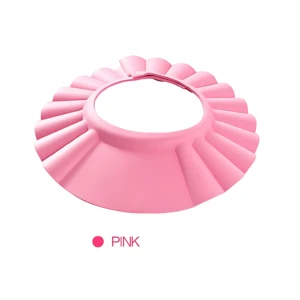 Gorro de baño ajustable en color rosa, con diseño de pétalos y banda elástica interior para bebés y niños.