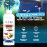 Botella de 100 ml de Clear Balance Cycle, clarificador de agua para acuarios, con etiqueta blanca y fondo submarino.