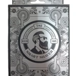 Caja de afeitadora eléctrica KEZU Smart Shaver con diseño de engranajes plateados y silueta de hombre con gafas.