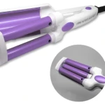 Ondulador eléctrico NOBELSOUND morado con tres cilindros, ideal para crear ondas playeras.