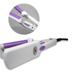 Mini ondulador eléctrico portátil NOBELSOUND blanco con detalles morados, ideal para crear ondas sin frizz.