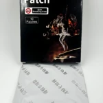 Caja negra con texto "Anti Smoke Patch" y paquete plateado con parches.