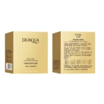 Caja dorada BIOAQUA con parches para ojeras, promete revitalización e hidratación del contorno ocular.