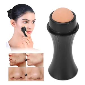 Piedra volcánica facial negra para matificar brillos, con demostración de uso y antes y después.