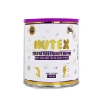 Lata de Nutex Calostro Bovino y Ovino sabor vainilla, 400 gr. Con gráficos infantiles y emblema de calidad.
