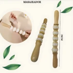 Rascador de espalda de madera con masajeador corporal, 28cm, para aliviar picazón y relajar músculos.