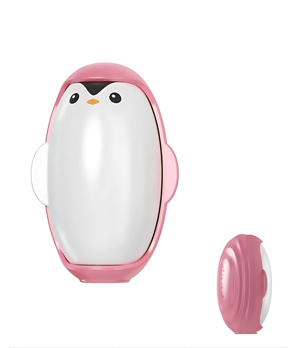 Rodillo quita motas portátil lavable rosado forma pingüino, ideal para eliminar pelos y pelusas.