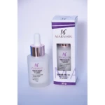 Serum facial Marshol en envase de vidrio esmerilado con gotero, caja blanca y morada, 30g.