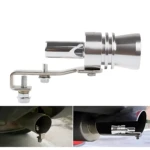 Silbato turbo para coche plateado, simula sonido deportivo, se instala en tubo de escape.