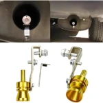 Set x2 silbatos turbo dorados para coche, simulan sonido deportivo, se fijan a tubo de escape.