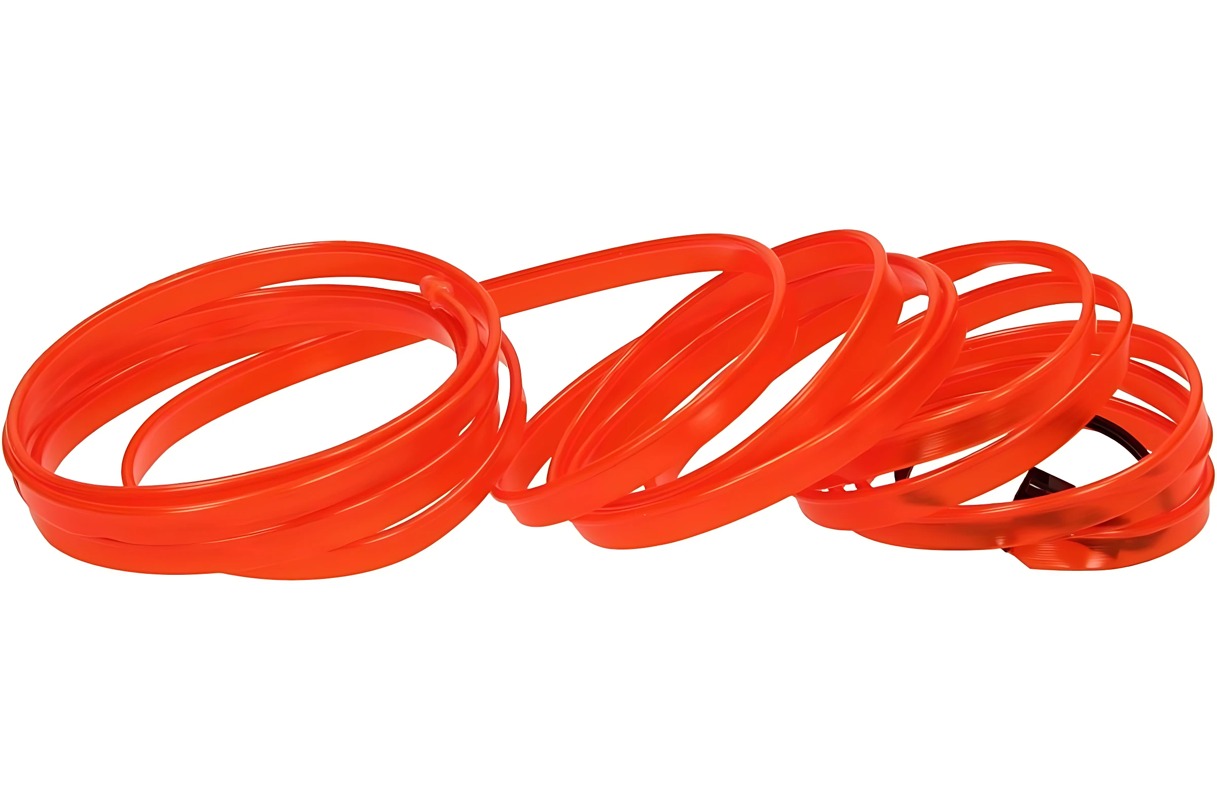 Tira LED interior de coche en color naranja, enrollada y flexible, diseñada para instalación en vehículos con alimentación de 12V.