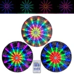 Lámpara LED Estrella Auditórica con 12 brazos giratorios, luces multicolor dinámicas y control remoto, ideal para fiestas y eventos.