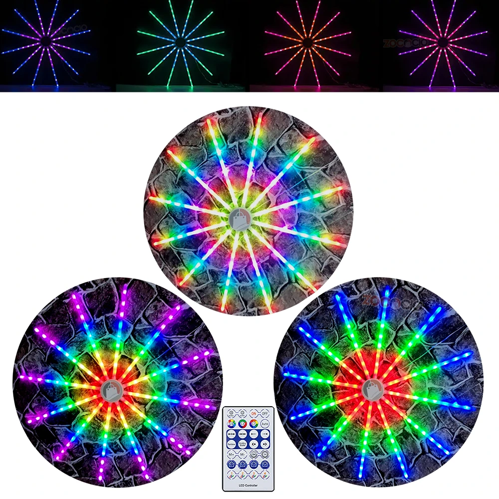 Lámpara LED Estrella Auditórica con 12 brazos giratorios, luces multicolor dinámicas y control remoto, ideal para fiestas y eventos.