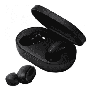 Auriculares Xiaomi Redmi Buds 4 Lite en color negro, mostrando la caja con los auriculares, estuche de carga y cable incluido.
