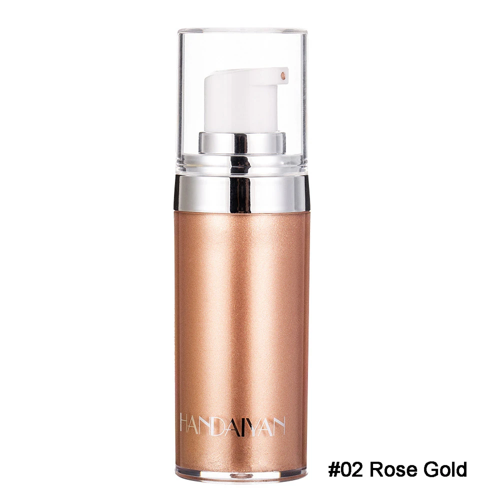 Iluminador corporal de la marca Handaiyan en presentación individual, color #02 Rose Gold, con acabado metálico y textura brillante.