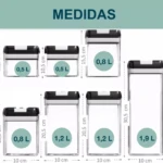 Contenedores Alimentos 7 Pz Tapa Negra - Imagen 3