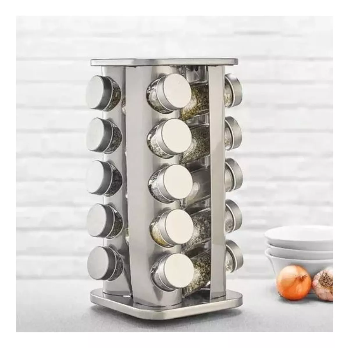 Organizador Giratorio de 20 Especias en Acero Inoxidable - Optimiza el almacenamiento de tu cocina manteniendo todo ordenado