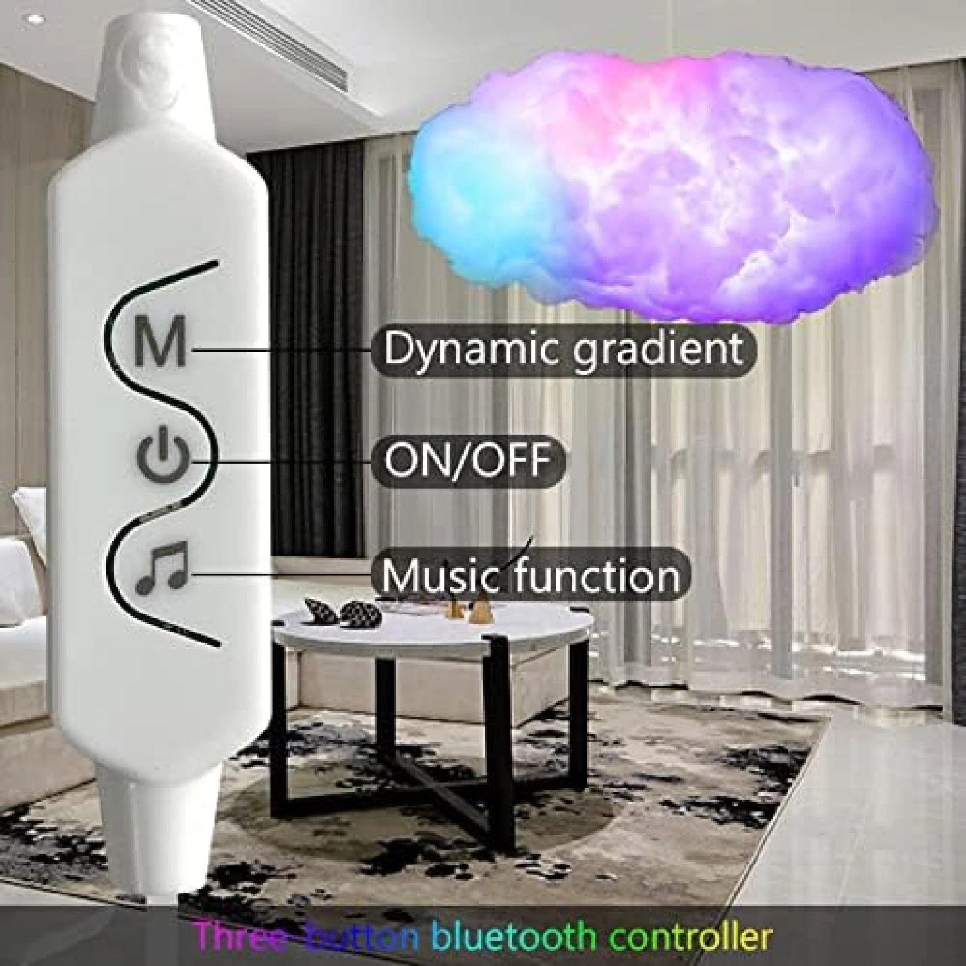 Lampara LED 3D Nube RGB con control remoto y sincronización musical - Crea ambiente relajante y dinámico para tu habitación