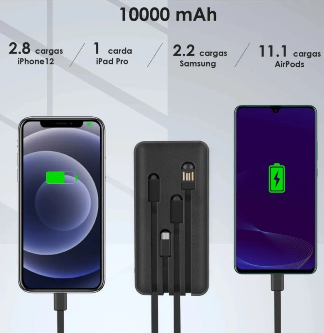 Banco de carga portátil 10000 mAh para móviles y consolas - Mantiene tu energía al 100 donde sea que vayas