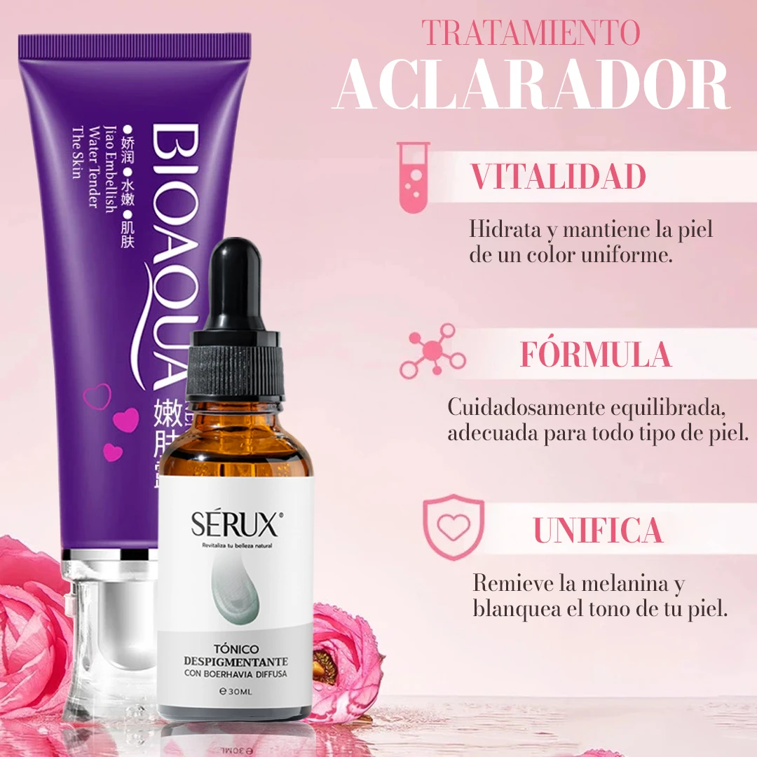 Tratamiento Aclarador Facial y Corporal con Ácidos y Extractos - Reduce manchas y unifica el tono de la piel