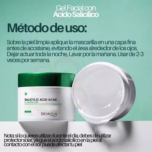 Set x2 Gel facial de ácido salicílico antiacné y control de grasa - Reduce visiblemente las imperfecciones y limpia los poros mientras duermes