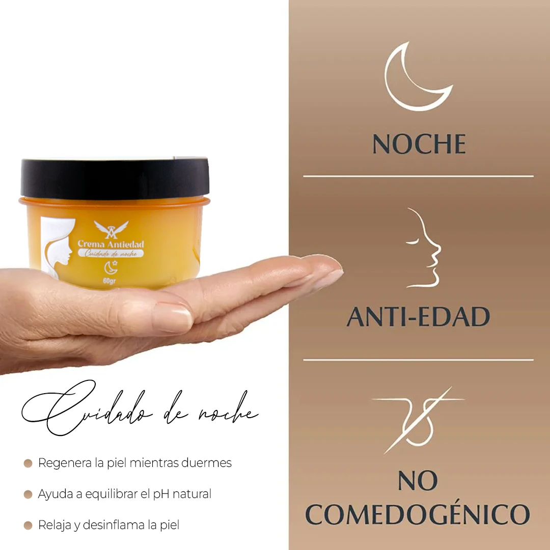 Set x2 Crema Facial Antiedad de Noche Afrodita 60 Gr - Regenera células y alisa arrugas