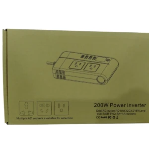 Inversor de corriente auto 200W con múltiples salidas - Carga simultánea de hasta cinco dispositivos electrónicos
