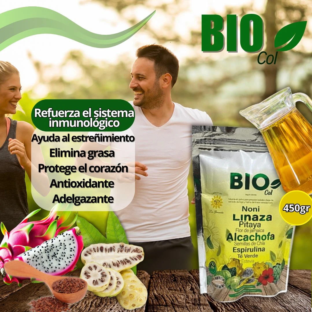 Fibra Natural Bio Col para Limpieza de Colon - Desintoxica y alivia el estreñimiento