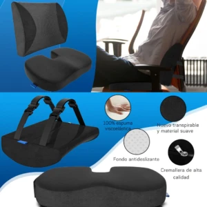 Cojín Ortopédico Grande con Soporte Lumbar Ajustable - Alivia el dolor lumbar y coxis instantáneamente