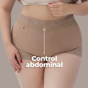 Faja panty control beige con varillas siliconadas, vista frontal mostrando control abdominal y ajuste firme en cintura y cadera.