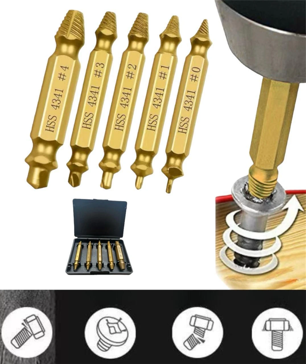 Extractor de Tornillos Por 6 Piezas