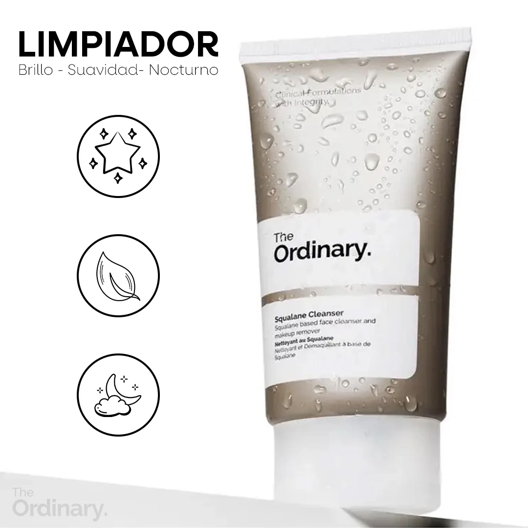 Set x2 Limpiador facial Squalane The Ordinary 50ml - Elimina maquillaje resistente manteniendo hidratación natural