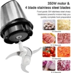 Picadora eléctrica multifuncional 2L con motor 350W - Ahorra tiempo preparando carnes y verduras en segundos - Imagen 4