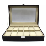 Caja organizadora de relojes con cristal superior - Protege tu colección y exhibe piezas sin polvo