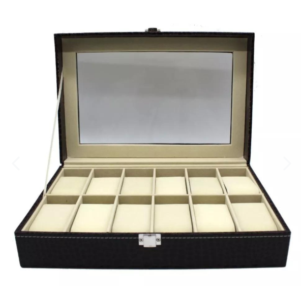 Caja organizadora de relojes con cristal superior - Protege tu colección y exhibe piezas sin polvo
