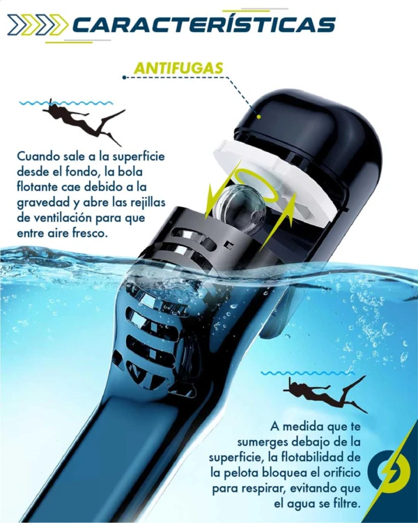 Careta Snorkel Natación Buceo Negro L/Xl