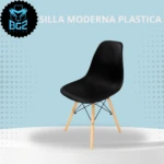 Silla moderna de plástico con patas de madera naturales - aporta comodidad ergonómica y estilo minimalista a tu hogar - Imagen 3