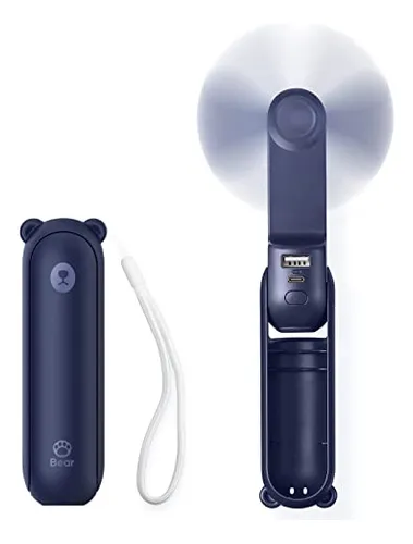 Mini ventilador recargable con batería externa - refresca tu cuerpo y carga tu celular simultáneamente