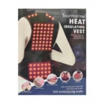 Chaleco negro con luces LED rojas en espalda y abdomen, diseñado para terapia de calor profundo y alivio muscular.