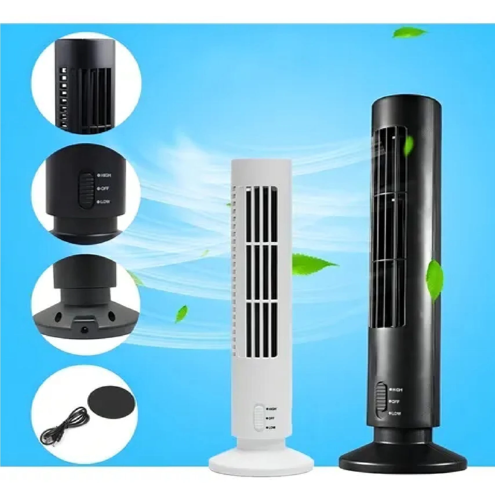 Ventilador de Torre Compacto y Silencioso para Oficinas - Proporciona Brisa Fresca sin Ocupar Espacio