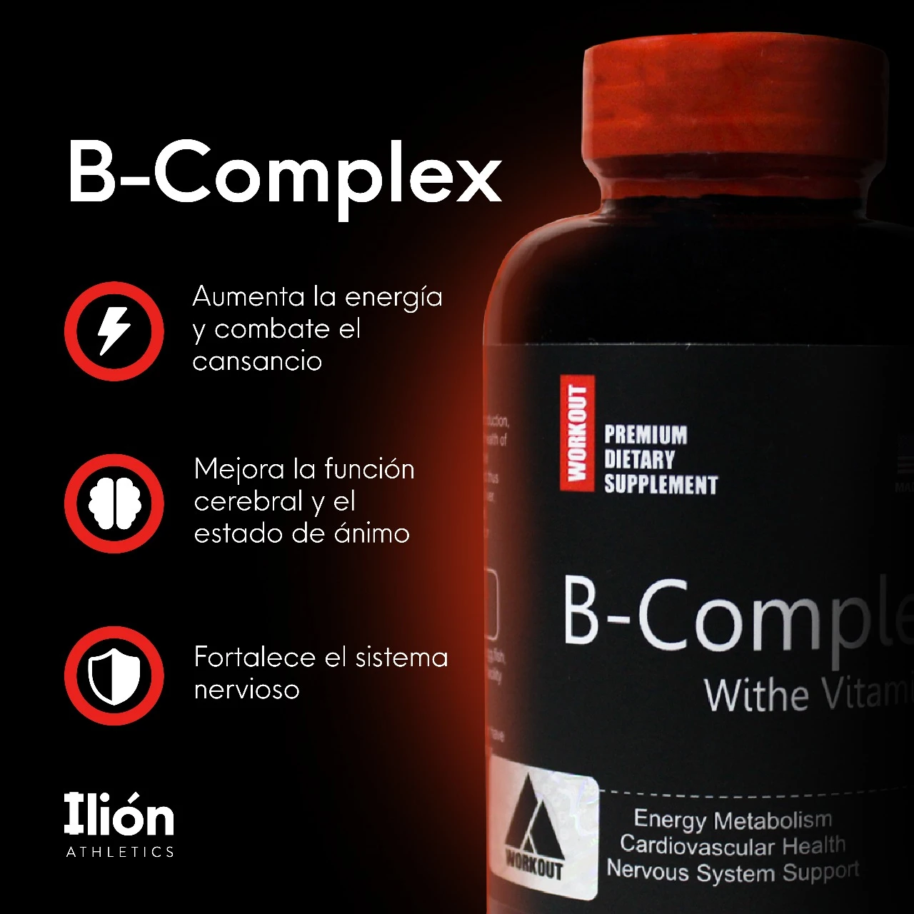 Suplemento Complejo B con Vitamina C - Aumenta la energía y combate la fatiga