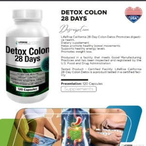 Suplemento Limpiador de Colon Detox 90 Cápsulas - Desintoxica y alivia el abdomen
