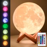 Lámpara Luna 3D con control táctil y 16 colores - Ilumina la habitación de tu niño con luz segura y ambientación mágica - Imagen 5
