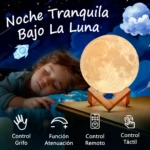 Lámpara Luna 3D con control táctil y 16 colores - Ilumina la habitación de tu niño con luz segura y ambientación mágica - Imagen 4