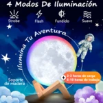 Lámpara Luna 3D con control táctil y 16 colores - Ilumina la habitación de tu niño con luz segura y ambientación mágica - Imagen 2