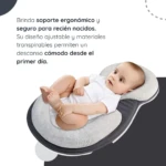 Almohada ergonómica para bebé con soporte anatómico - Ayuda a prevenir cabeza plana y alivia cólicos - Imagen 6