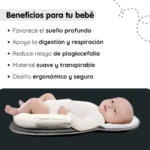 Almohada ergonómica para bebé con soporte anatómico - Ayuda a prevenir cabeza plana y alivia cólicos - Imagen 5