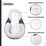 Almohada ergonómica para bebé con soporte anatómico - Ayuda a prevenir cabeza plana y alivia cólicos