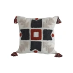 Cojín decorativo con bordado en relieve y borlas - Aporta un toque sofisticado y acogedor a cualquier ambiente interior